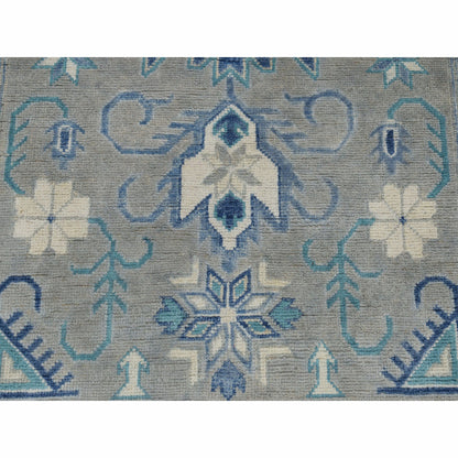 Kazak Wool Hand Knotted Rug Grey Ivory 3.2X5.0 -O050222