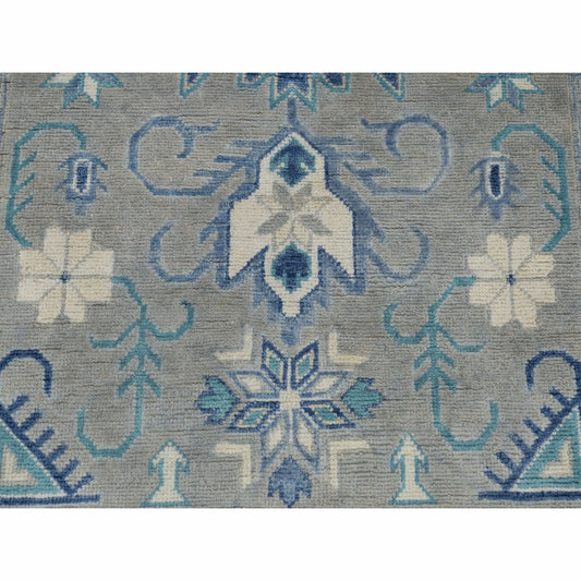 Kazak Wool Hand Knotted Rug Grey Ivory 3.2X5.0 -O050222