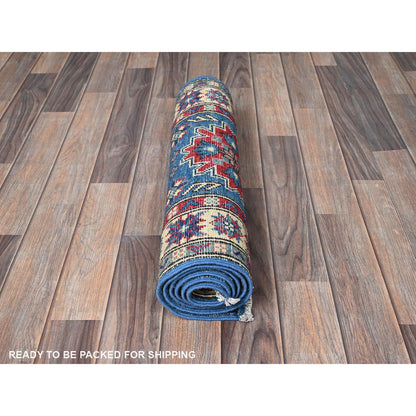 Kazak Wool Hand Knotted Rug Blue 2.0x5.10 -O0502