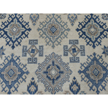 Kazak Wool Hand Knotted Rug Ivory Gray 4.0X6.1 -O050337