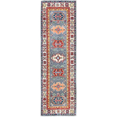Kazak Wool Hand Knotted Rug Grey 2.0x6.6 -O0503