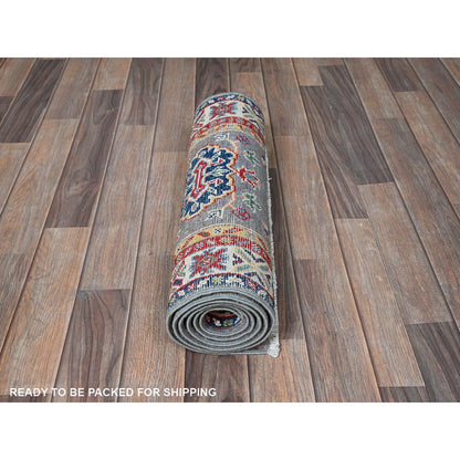 Kazak Wool Hand Knotted Rug Grey 2.0x6.6 -O0503