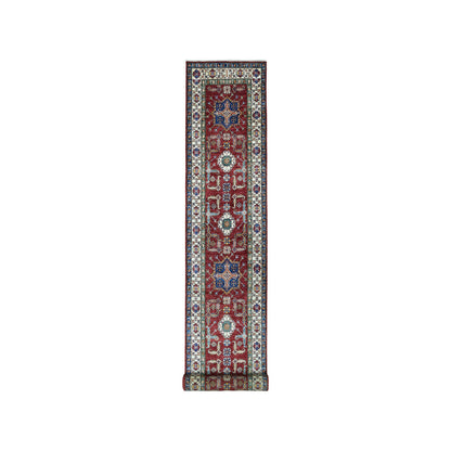 Kazak Wool Hand Knotted Rug Red Ivory 3.5X19.3 -O050419