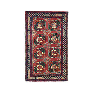Tribal & Geometric Wool Hand Knotted Rug Red Red 3.3X5.3 -O050440