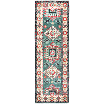 Kazak Wool Hand Knotted Rug Green 1.11x5.10 -O0504