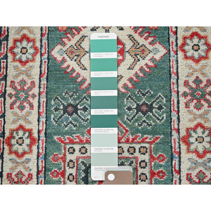 Kazak Wool Hand Knotted Rug Green 1.11x5.10 -O0504