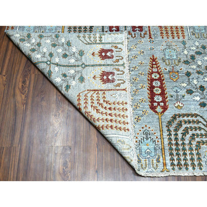 Tribal & Geometric Wool Hand Knotted Rug Grey No Border 10.2X14.0 -O050549