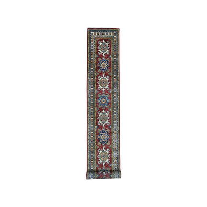 Kazak Wool Hand Knotted Rug Red Ivory 2.8X19.5 -O050575