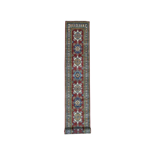 Kazak Wool Hand Knotted Rug Red Ivory 2.8X19.5 -O050575