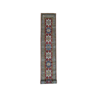 Kazak Wool Hand Knotted Rug Red Ivory 2.8X19.5 -O050575