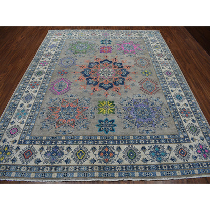 Kazak Wool Hand Knotted Rug Grey Ivory 8.0X9.9 -O050579