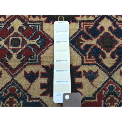 Kazak Wool Hand Knotted Rug Ivory Red 4.3X5.7 -O050648