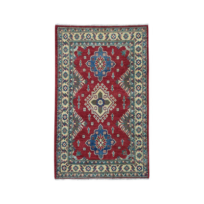 Kazak Wool Hand Knotted Rug Red Ivory 3.4X4.9 -O050651