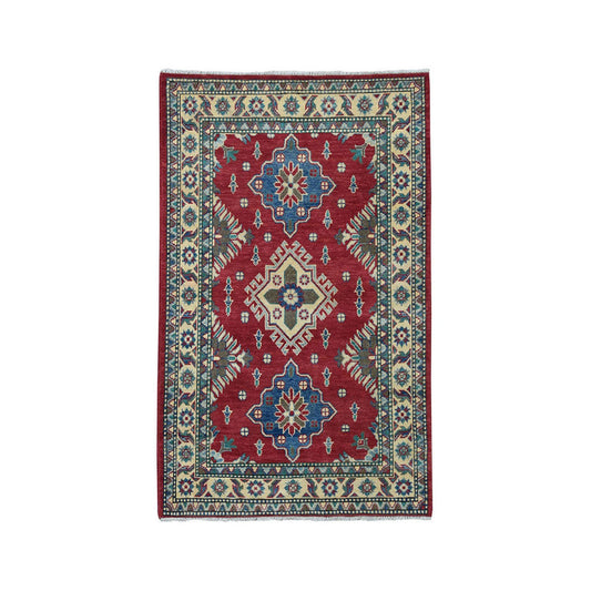 Kazak Wool Hand Knotted Rug Red Ivory 3.4X4.9 -O050651
