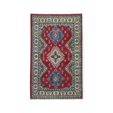 Kazak Wool Hand Knotted Rug Red Ivory 3.4X4.9 -O050651