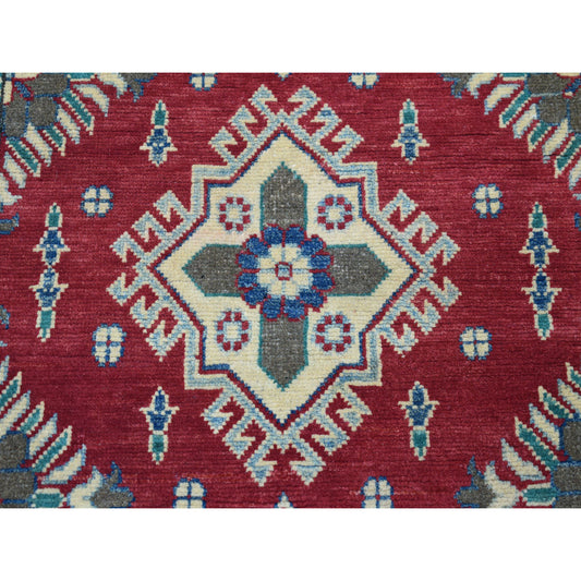 Kazak Wool Hand Knotted Rug Red Ivory 3.4X4.9 -O050651