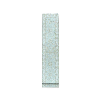 Oushak And Peshawar Wool Hand Knotted Rug Grey Ivory 2.8X15.9 -O050792