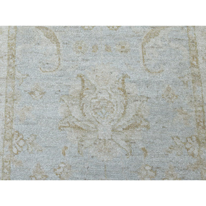 Oushak And Peshawar Wool Hand Knotted Rug Grey Ivory 2.8X15.9 -O050792