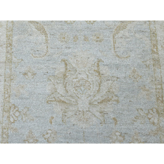 Oushak And Peshawar Wool Hand Knotted Rug Grey Ivory 2.8X15.9 -O050792