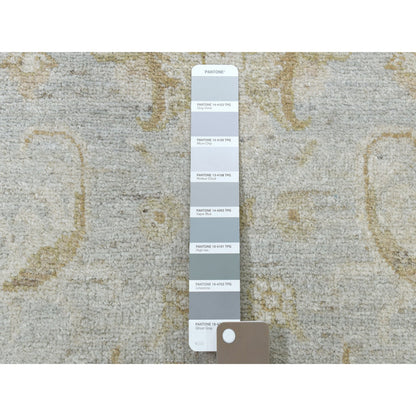 Oushak And Peshawar Wool Hand Knotted Rug Grey Ivory 2.8X15.9 -O050792