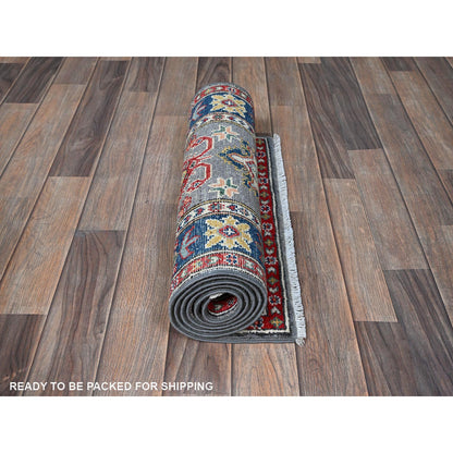 Kazak Wool Hand Knotted Rug Grey 1.11x5.11 -O0507