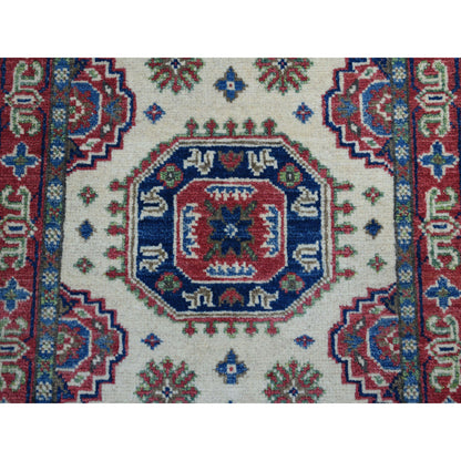 Kazak Wool Hand Knotted Rug Ivory Red 2.0X2.10 -O050850