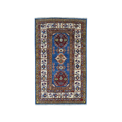 Kazak Wool Hand Knotted Rug Blue Gold 2.9X4.2 -O050891