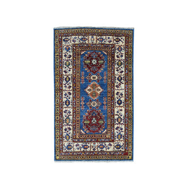 Kazak Wool Hand Knotted Rug Blue Gold 2.9X4.2 -O050891