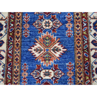 Kazak Wool Hand Knotted Rug Blue Gold 2.9X4.2 -O050891