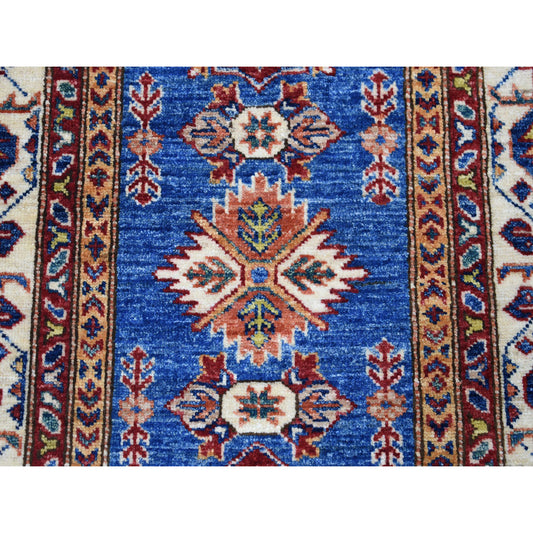 Kazak Wool Hand Knotted Rug Blue Gold 2.9X4.2 -O050891