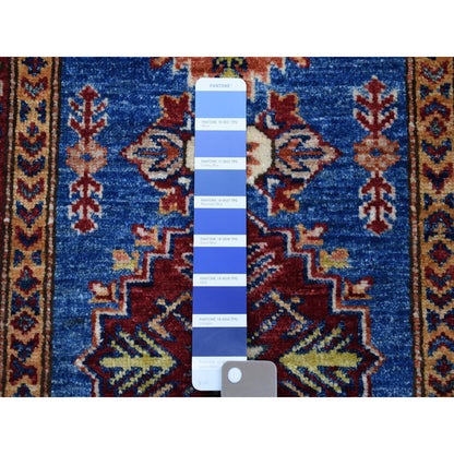 Kazak Wool Hand Knotted Rug Blue Gold 2.9X4.2 -O050891