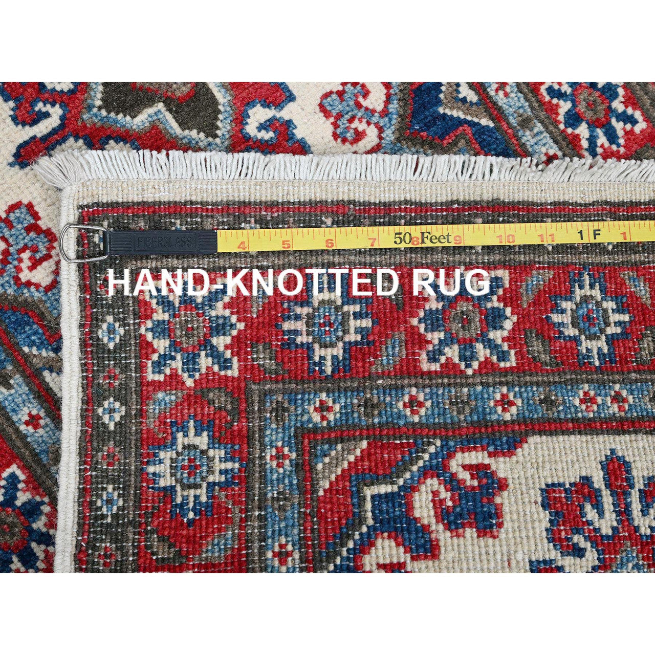 Ivory 1'10" x 6'0" Kazak Hand knotted Wool Rug - Sku: O0508