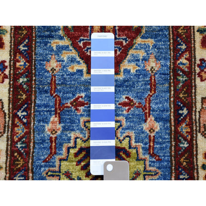 Kazak Wool Hand Knotted Rug Blue Ivory 2.0X3.6 -O050913