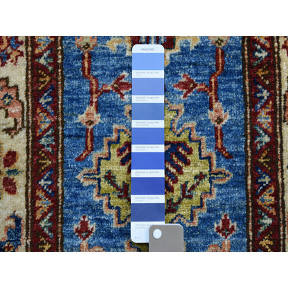 Kazak Wool Hand Knotted Rug Blue Ivory 2.0X3.6 -O050915