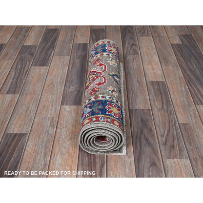 Kazak Wool Hand Knotted Rug Brown 2.1x5.11 -O0509