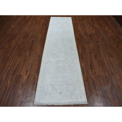 Oushak And Peshawar Wool Hand Knotted Rug Grey No Border 2.7X9.9 -O051003