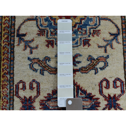 Kazak Wool Hand Knotted Rug Ivory Red 2.2X3.1 -O051020