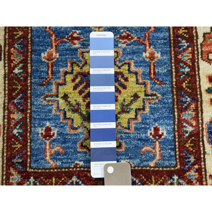 Kazak Wool Hand Knotted Rug Blue Ivory 2.0X3.1 -O051027