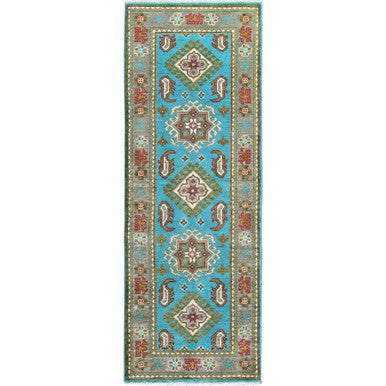 Kazak Wool Hand Knotted Rug Blue 2.1x5.9 -O0510