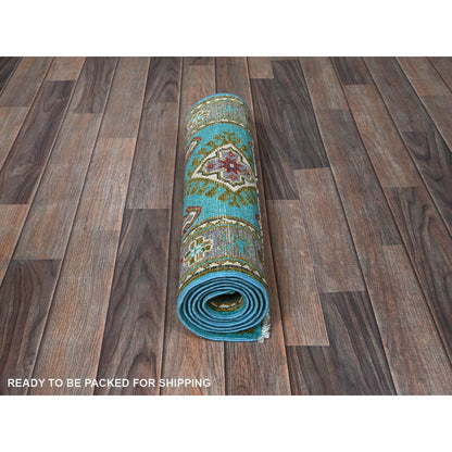 Kazak Wool Hand Knotted Rug Blue 2.1x5.9 -O0510