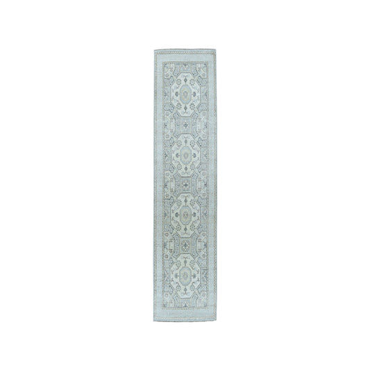 Oushak And Peshawar Wool Hand Knotted Rug Grey No Border 2.9X9.2 -O051126