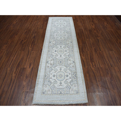 Oushak And Peshawar Wool Hand Knotted Rug Grey No Border 2.9X9.2 -O051126