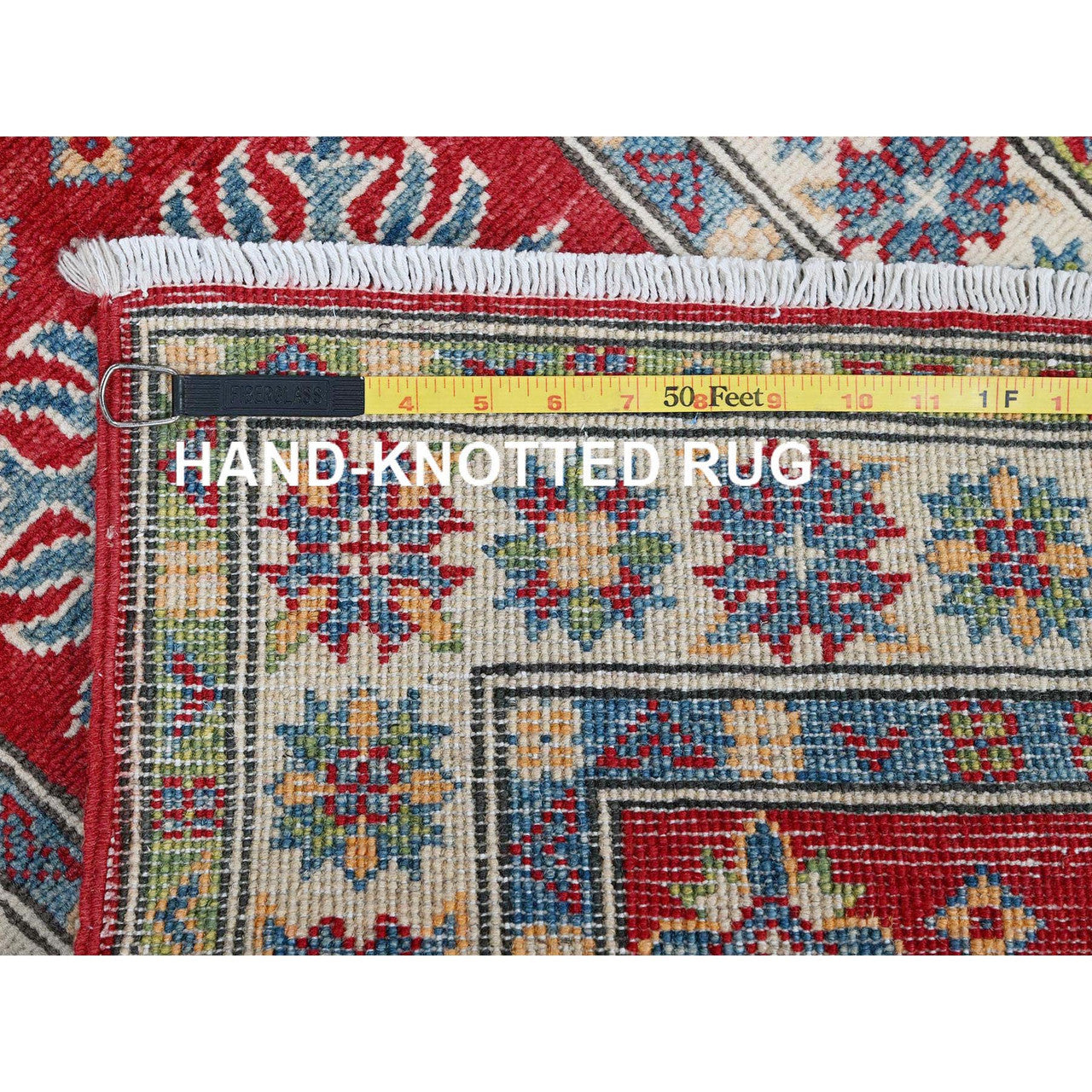 Red 2'0" x 5'10" Kazak Hand knotted Wool Rug - Sku: O0511