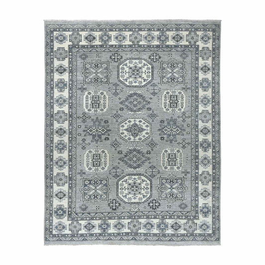 Oushak And Peshawar Wool Hand Knotted Rug Grey Ivory 8.0X10.0 -O051220