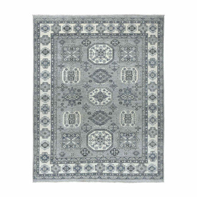 Oushak And Peshawar Wool Hand Knotted Rug Grey Ivory 8.0X10.0 -O051220