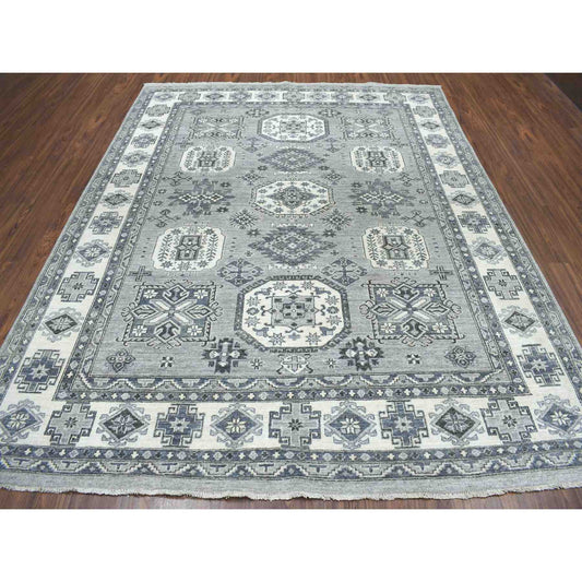 Oushak And Peshawar Wool Hand Knotted Rug Grey Ivory 8.0X10.0 -O051220