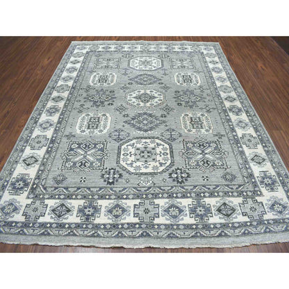 Oushak And Peshawar Wool Hand Knotted Rug Grey Ivory 8.0X10.0 -O051220