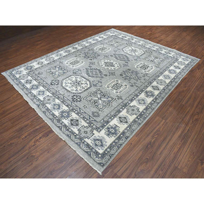 Oushak And Peshawar Wool Hand Knotted Rug Grey Ivory 8.0X10.0 -O051220