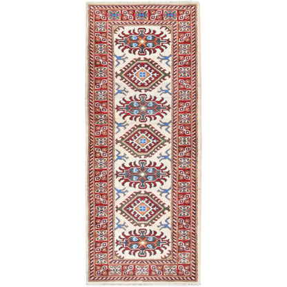 Kazak Wool Hand Knotted Rug Ivory 2.0x5.10 -O0512
