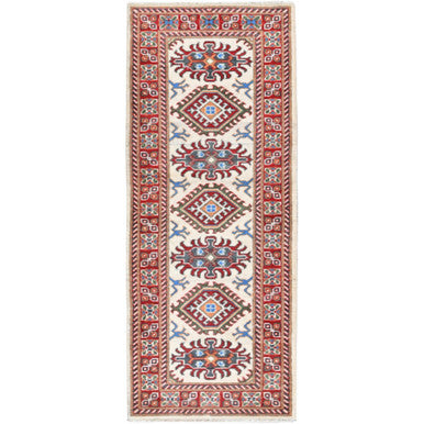 Kazak Wool Hand Knotted Rug Ivory 2.0x5.10 -O0512